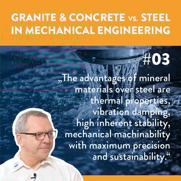 Podcast preview episode 3: Granite & concrete vs. steel in mechanical engineering.