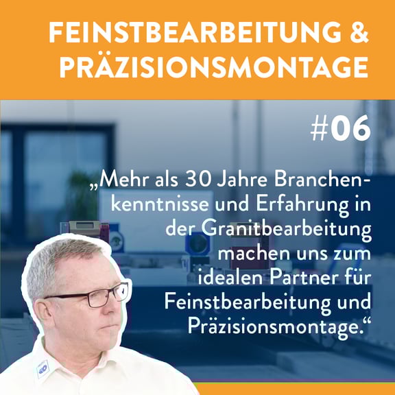 Podcast Vorschau Folge 6: Feinstbearbeitung & Präzisionsmontage. Über 30 Jahre Erfahrung in Granitbearbeitung. Interview mit REITZ-Experten zur Feinstbearbeitung und Montage.